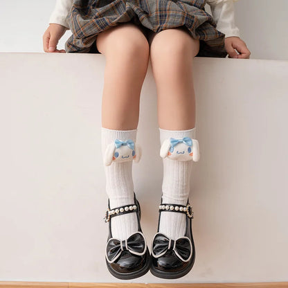 Sanrio Kuromi, Melody, Cinnamoroll & Kitty Cat Socks – Kawaii Cartoon Mid-Tube Socks for Girls, Korean Style Trendy Student Socks