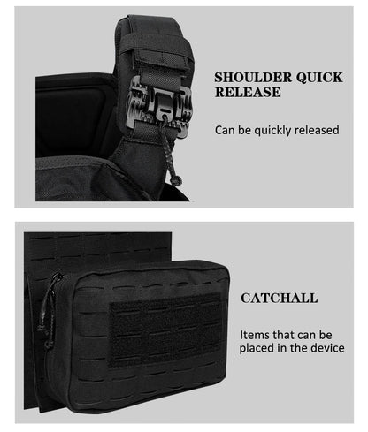 New 6094 Combat Vest – Quick Detachable Light Laser Cut Tactical Gear, Black Airsoft Carrier for Combat Equipment