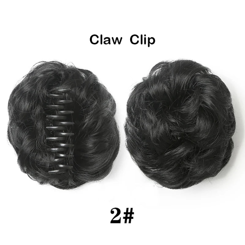 Sunslymei Synthetic Hair Bun Clip-in – Curly Messy Chignon Ponytail Hairpiece Scrunchie Extensions for Women