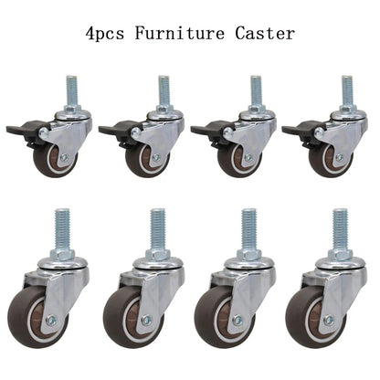 4pcs Soft Rubber Furniture Casters - Quiet Swivel Roller Wheels for Trolleys, Cribs, Beds & Home Use