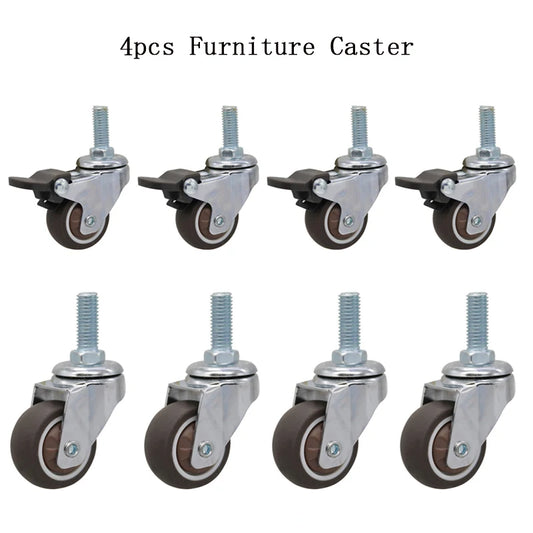 4pcs Soft Rubber Furniture Casters - Quiet Swivel Roller Wheels for Trolleys, Cribs, Beds & Home Use