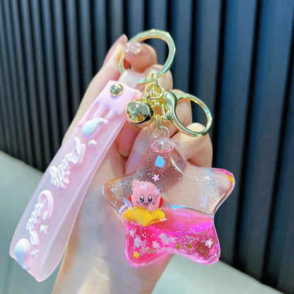 Kirby Keychain — Cartoon Quicksand Bottle Pendant for Kids | Anime Bag & School Bag Accessories, Car Decoration Gift