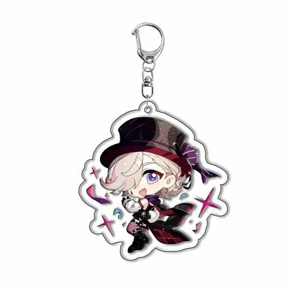 Genshin Impact Sigewinne Arlecchino & Charlotte Keychain – Anime Game Acrylic Backpack Pendant Accessory