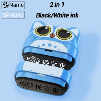Custom Children’s Name Seal – Double-Layer Black & White Ink Stamp, Waterproof Name Sticker for School & Kindergarten