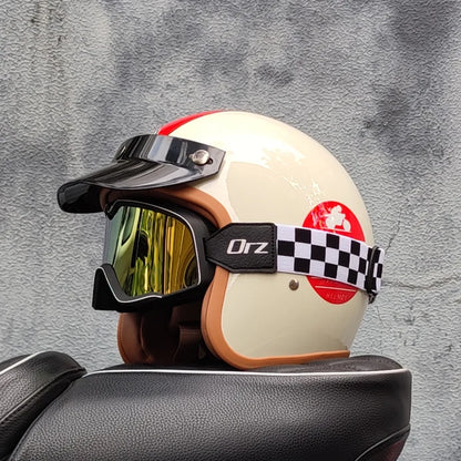 Retro 3/4 Semi-Open Motorcycle Helmet — Cross-Country Winter Riding Accessories