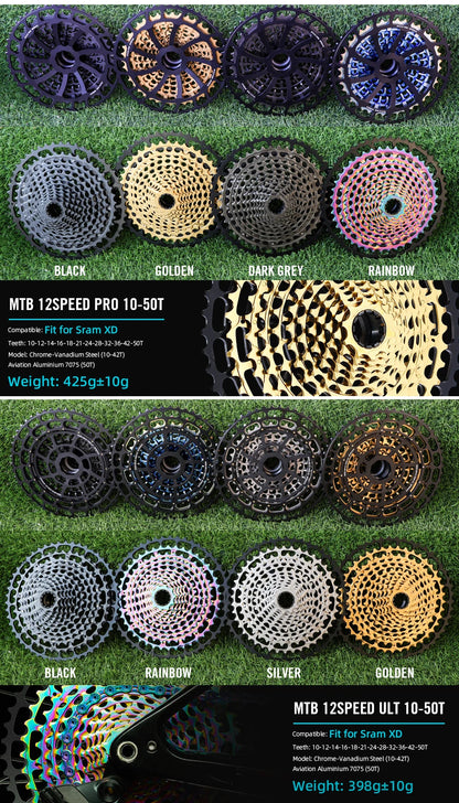 SPEDAO 12-Speed 10-50T Bicycle Cassette – 12V MTB Freewheel Sprocket for SX NX GX, XD & HG Compatible