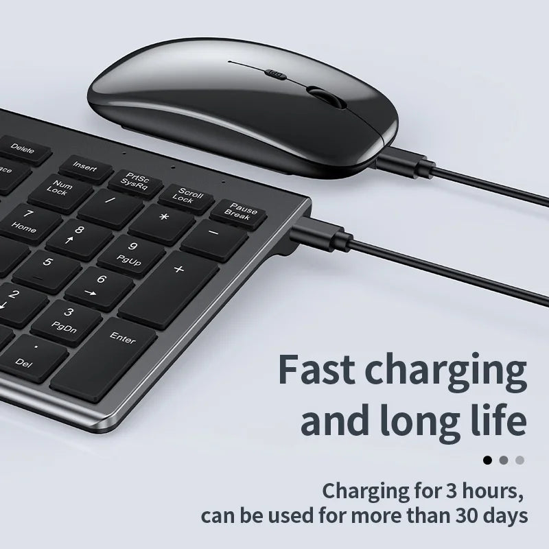 Jomaa Slim Bluetooth Rechargeable Keyboard and Mouse Set – 2.4G USB Wireless Combo for Laptop & Computer