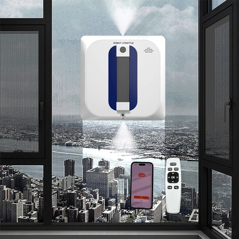 2024 Robot Lifestyle RL4136 Robotic Window Cleaner - Fixed-Point Cleaning, Spray Water, Tuya APP Voice Control, Edge Detection