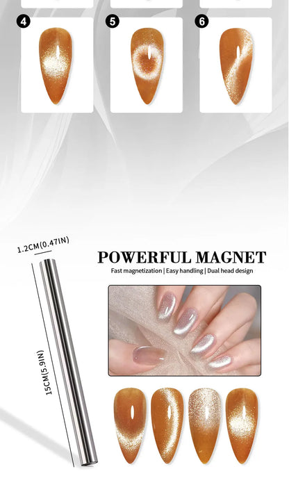 Magnetic Nail Art Wand Pen Set – 3D Cat Eye Gel Magnet Tool for UV Gel Polish & Magic Manicure Designs