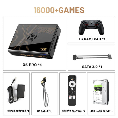 Kinhank Super Console X5 PRO – Retro Video Game Console with 16,000 Games, Plug & Play, PS2/WII/SS/DC/N64, Android 12 TV Box, 4TB