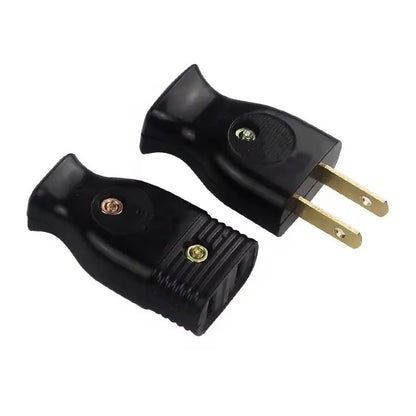 2-Pole Bakelite Power Plug - 15A Rewirable US Male Plug and Female Socket for Wiring and Power Cables