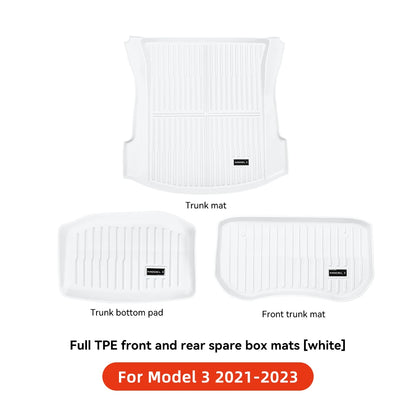 YZ TPE White Foot Pad — Fully-Surrounded Floor Liner for Tesla Model 3 & Model Y (2021–2025) | Waterproof, Non-Slip