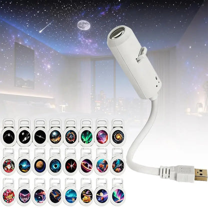 USB Starry Sky Car Light Projector - HD Dynamic Galaxy Holographic Night Light for Interior Atmosphere Lighting
