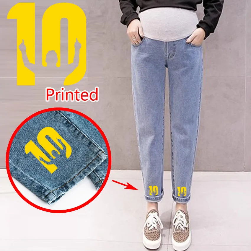 Maternity Boyfriend Jeans – High Waist Loose Denim Pants for Pregnant Women