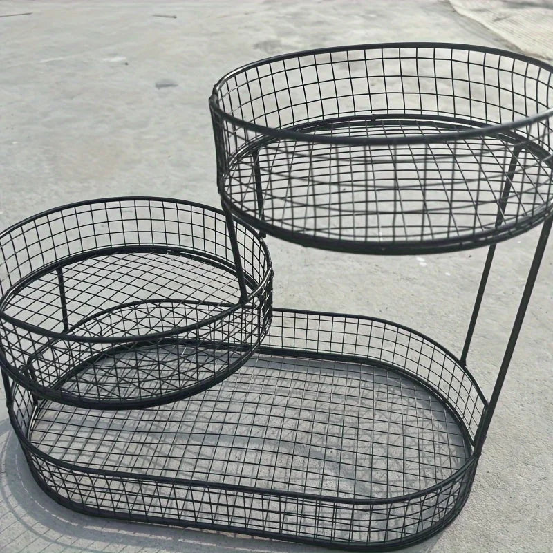 Stainless Steel Multi-Layer Round Fruit Basket – Elegant Metal Storage & Display Rack for Kitchen, Dining & Living Room