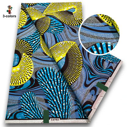 African Golden Wax Fabric - Glitter Gold Print Batik Ankara Pagne Material for Women