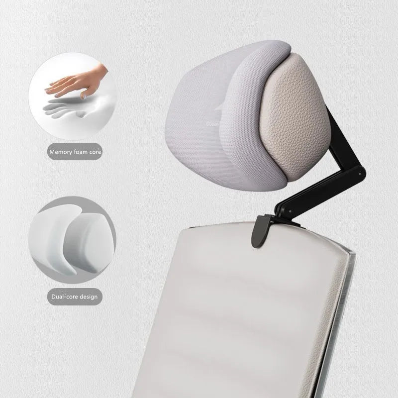 Upgraded Memory Foam Headrest for Office Chair — Adjustable Height & Angle Neck Support Pillow Cushion