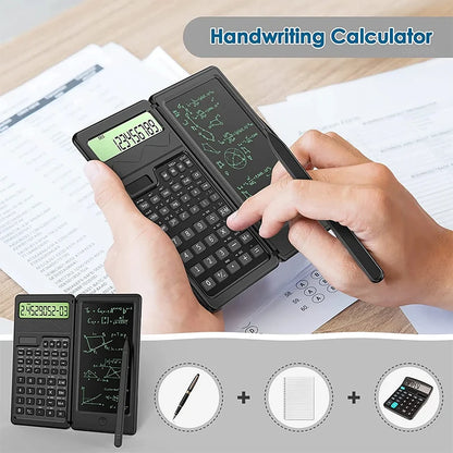 Foldable Solar Scientific Calculator with 6” LCD Writing Tablet – Graphing & Drawing Pad for Students, Teachers & Office Use