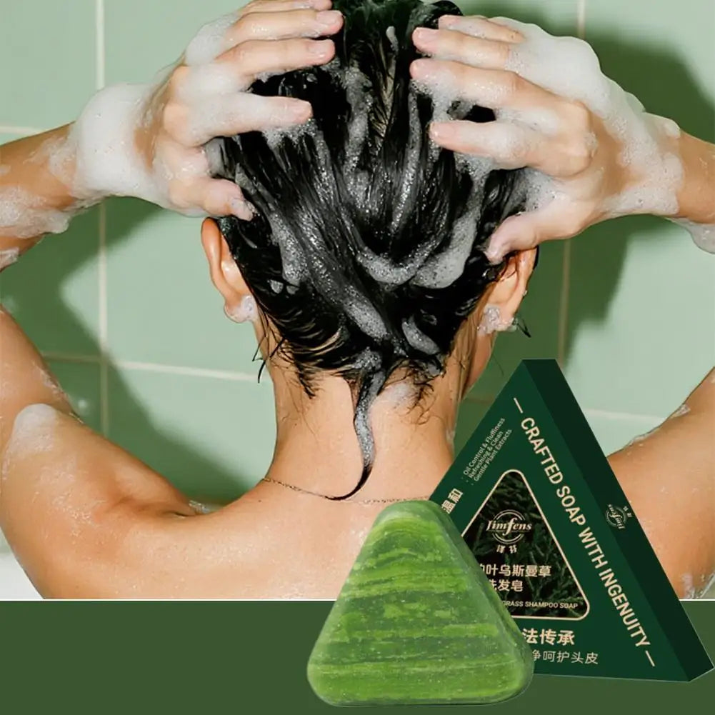 Usman Grass Herbal Shampoo Soap - Cypress Leaf & Polygonatum Extract for Oil Control and Scalp Care