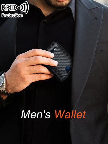 RFID Carbon Fiber Men’s Wallet — Ultra-Thin Mini Card Holder with 7 Slots