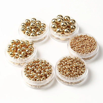 Round Spacer Beads 3–12mm – Gold & Silver CCB Smooth Loose Balls for DIY Bracelet Jewelry Making Accessories