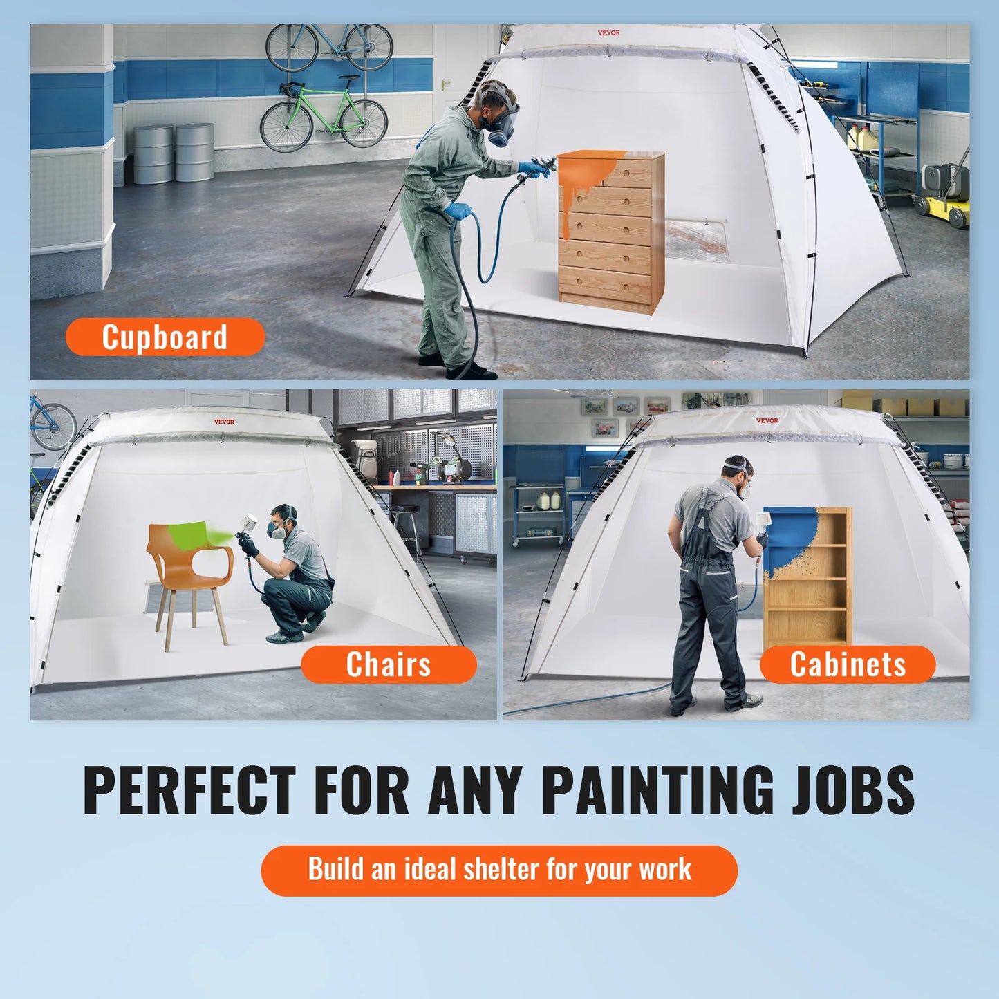 VEVOR Foldable Portable Paint Booth Shelter - Versatile Spray Painting Tent for DIY Projects and Crafts, Available in 7.5x5.2x5.2/10x7x6ft Sizes, Ideal for Furniture and Hobby Tools