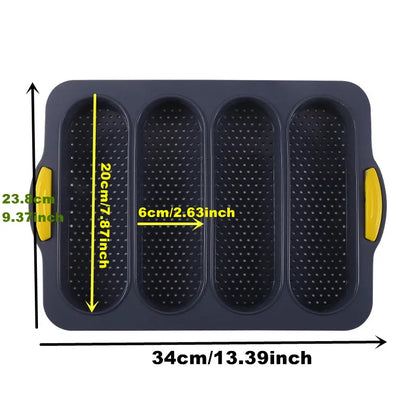 Non-Stick Silicone Hamburger Bun Mold - Food Grade Bread Loaf, Baguette and French Bread Baking Tray for Sandwiches