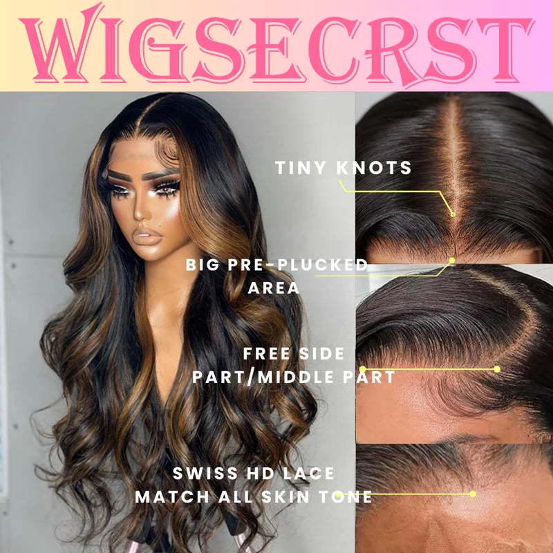 1B30 Highlight Blonde Body Wave Wig – 13x4 HD Lace Frontal, Pre-Plucked Brazilian Human Hair, 200% Density