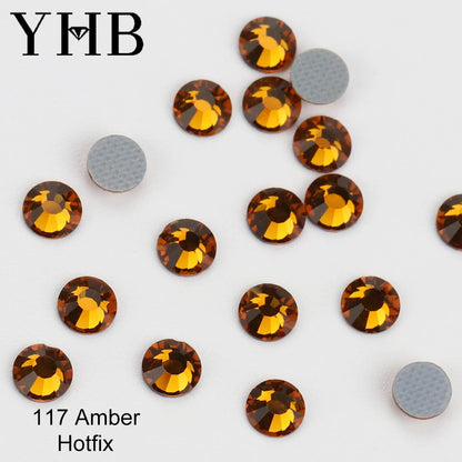 YHB 101-127 Hotfix Crystal Rhinestones - Glitter Glass Flatback Gems for Bags, Shoes, Garments, Phone & Nail Art DIY