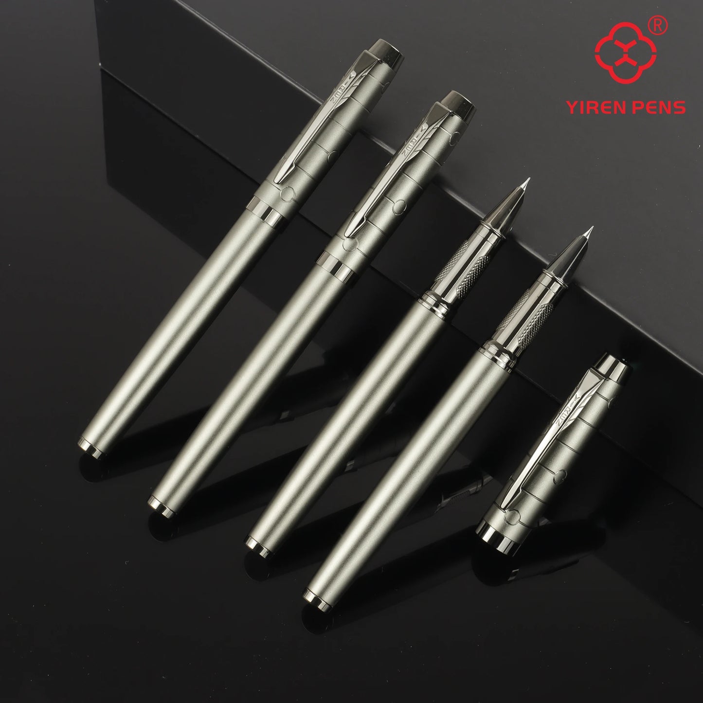 Luxury Gunmetal Fountain Pen - Stylish Metal Writing Pen with Mechanical Feel for Professional Use & Gifting