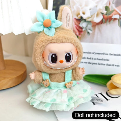 17cm Mini Doll Clothes Set – Kpop EXO Labubu Idol Raincoat, Love Bear Dress & Hat Accessories, Clothing Gift
