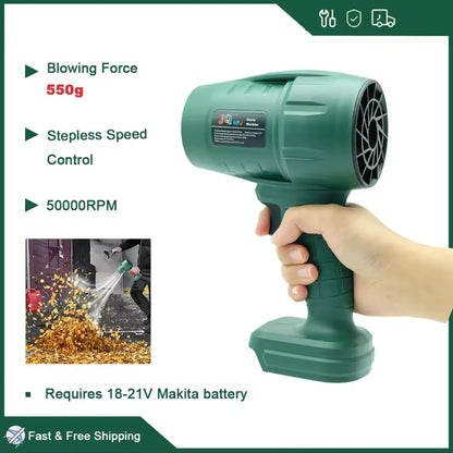 Powerful Turbo Air Blower – 550g Thrust Leaf, Snow & Sand Cleaner, 18V Makita Battery Required