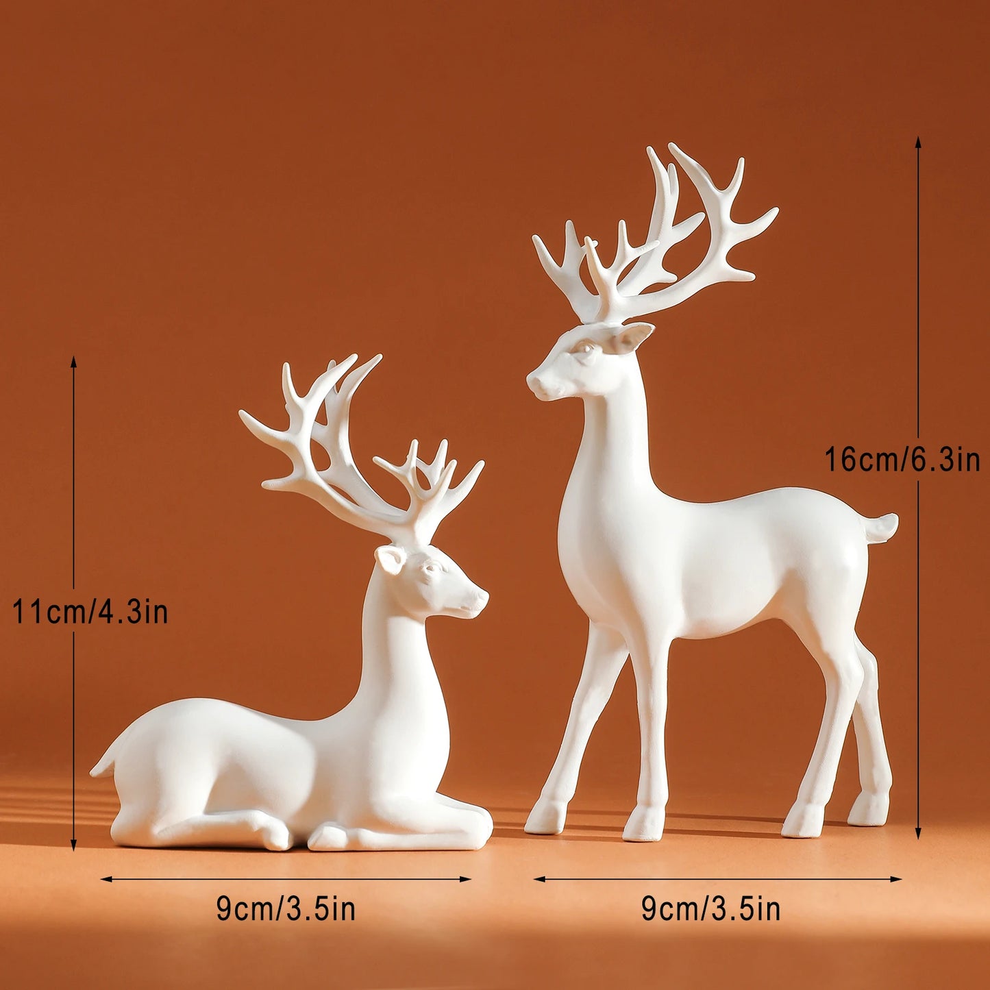 2-Piece Mother & Baby Deer Figurines – Cute Kawaii Sculptures for Kids Room & Christmas Home Decor