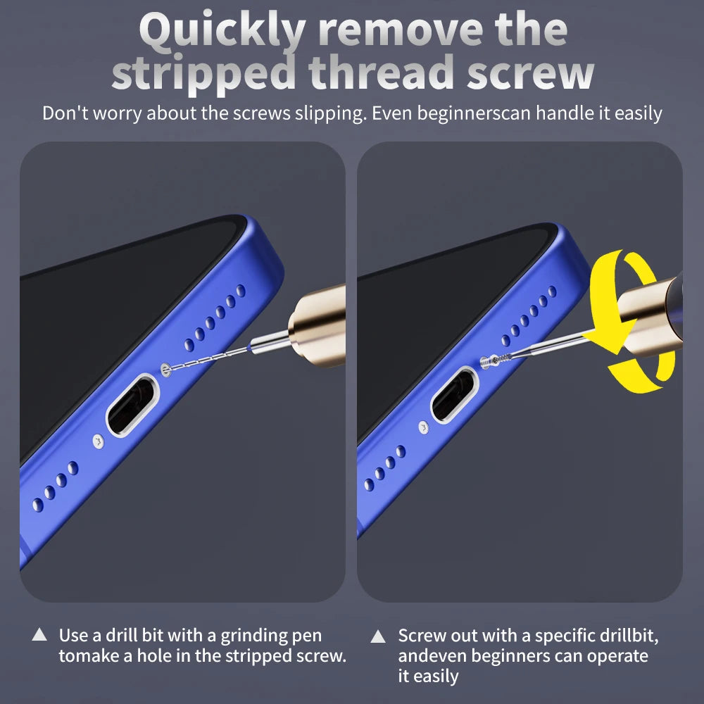 Lanrui U8 2.35mm Alloy Screw Extractor Drill Bit – Stripped Phone PCB Motherboard Screw Removal Repair Tool Kit