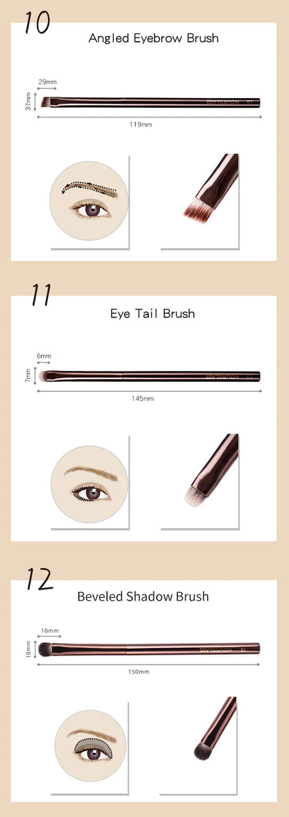 Hourglass Retractable Makeup Brush Set – Professional Eyeshadow, Foundation, Concealer, Powder, Bronzer, Blusher & Eyeliner Brushes