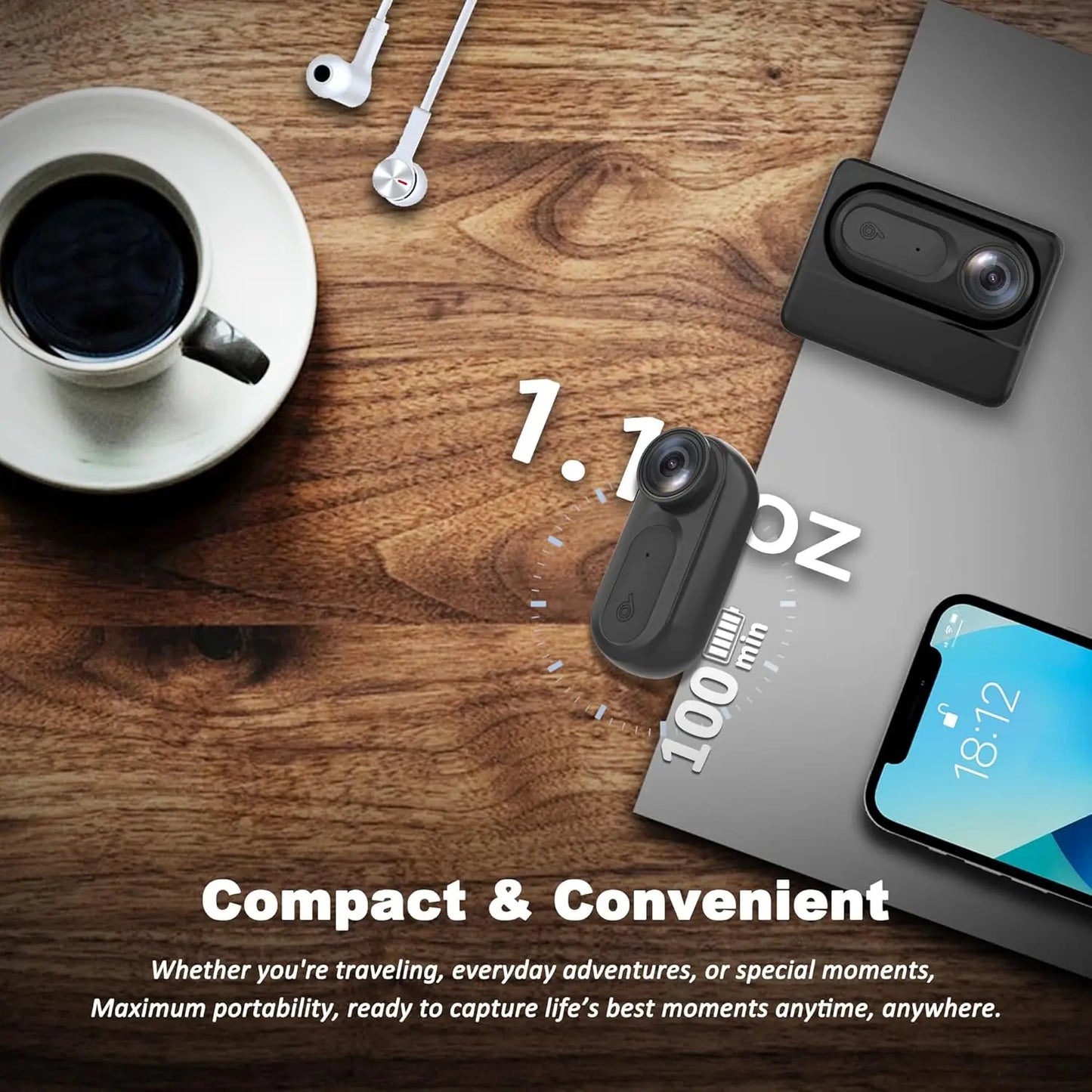 Upgraded 1080P Waterproof Mini Action Camera – 64GB WiFi Pocket Sports Cam with Large Battery