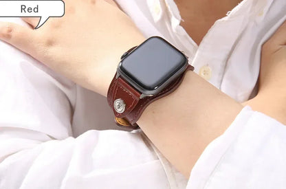 PU Leather Apple Watch Strap – Compatible with Series 1–9, SE & Ultra (38mm–49mm) for Men & Women