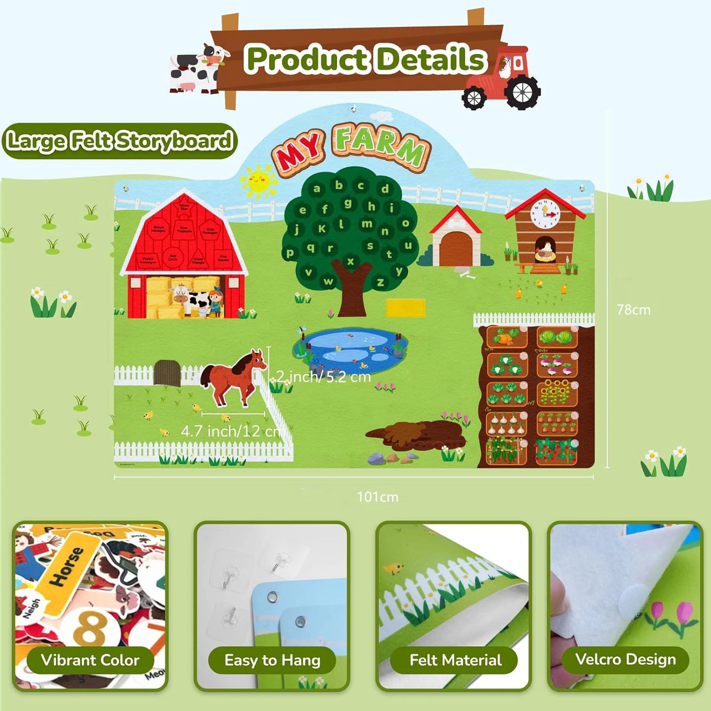 Farm Animals Felt Story Board Set – Interactive Early Learning Wall Puzzle Toys for Toddlers