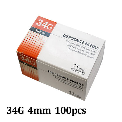 Painless Injection Needles - 30G–34G Transparent Syringe Needles with Clear Tip Caps, 1.5/2.5/4/6mm Pharmaceutical Needles