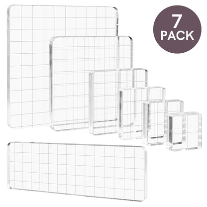 Clear Acrylic Stamp Block Kit - Assorted Grid Line Blocks for Scrapbooking & Card Making