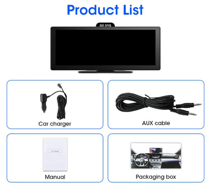11.26-Inch 4K Dash Cam – Wireless CarPlay & Android Auto, Dual Lens DVR, Bluetooth Audio, GPS Navigation Video Recorder