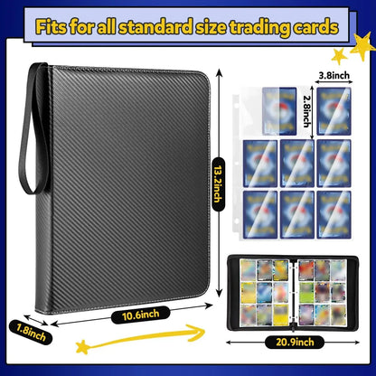 900 Pocket Card Binder with Zipper - Double-Sided Card Holder Case for TCG/CCG Card Storage (Black)