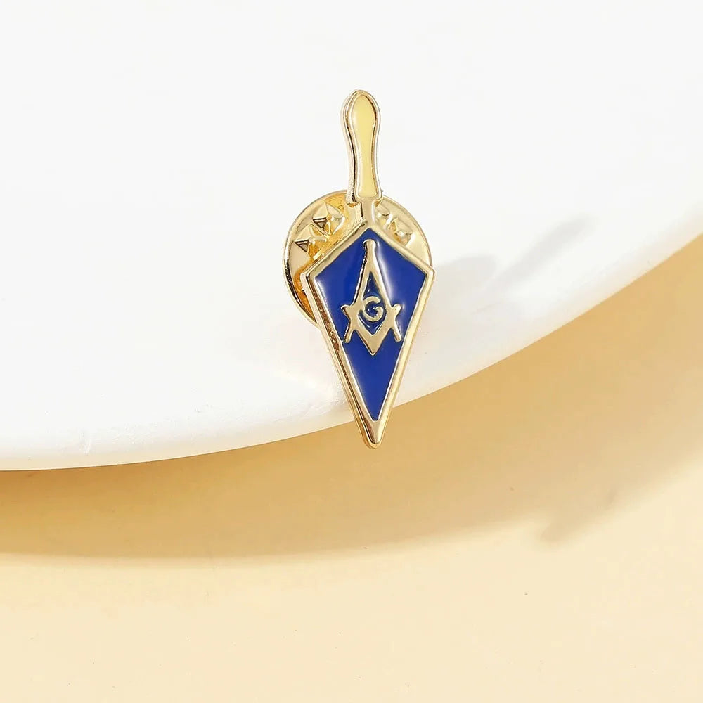 Vintage Masonic Emblem Brooch - Hollow Freemason Symbol Pin Badge for Collectors