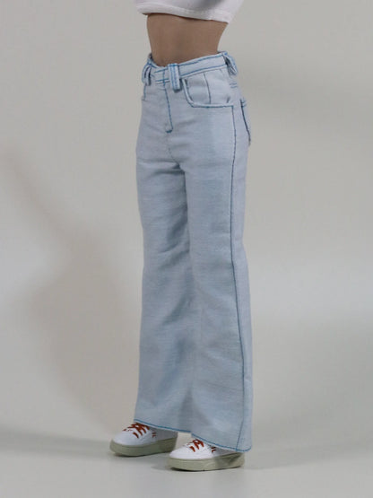 1/6 Scale Female Doll Jeans – Straight-Leg & Wide-Leg Pants for 12" Action Figure Clothes, Doll Accessories
