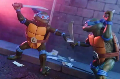Four New NECA Anime Action Figures – Leonardo Teenage Mutant Ninja Turtles Pizza Club Model Figurines for Toys & Shelf Display