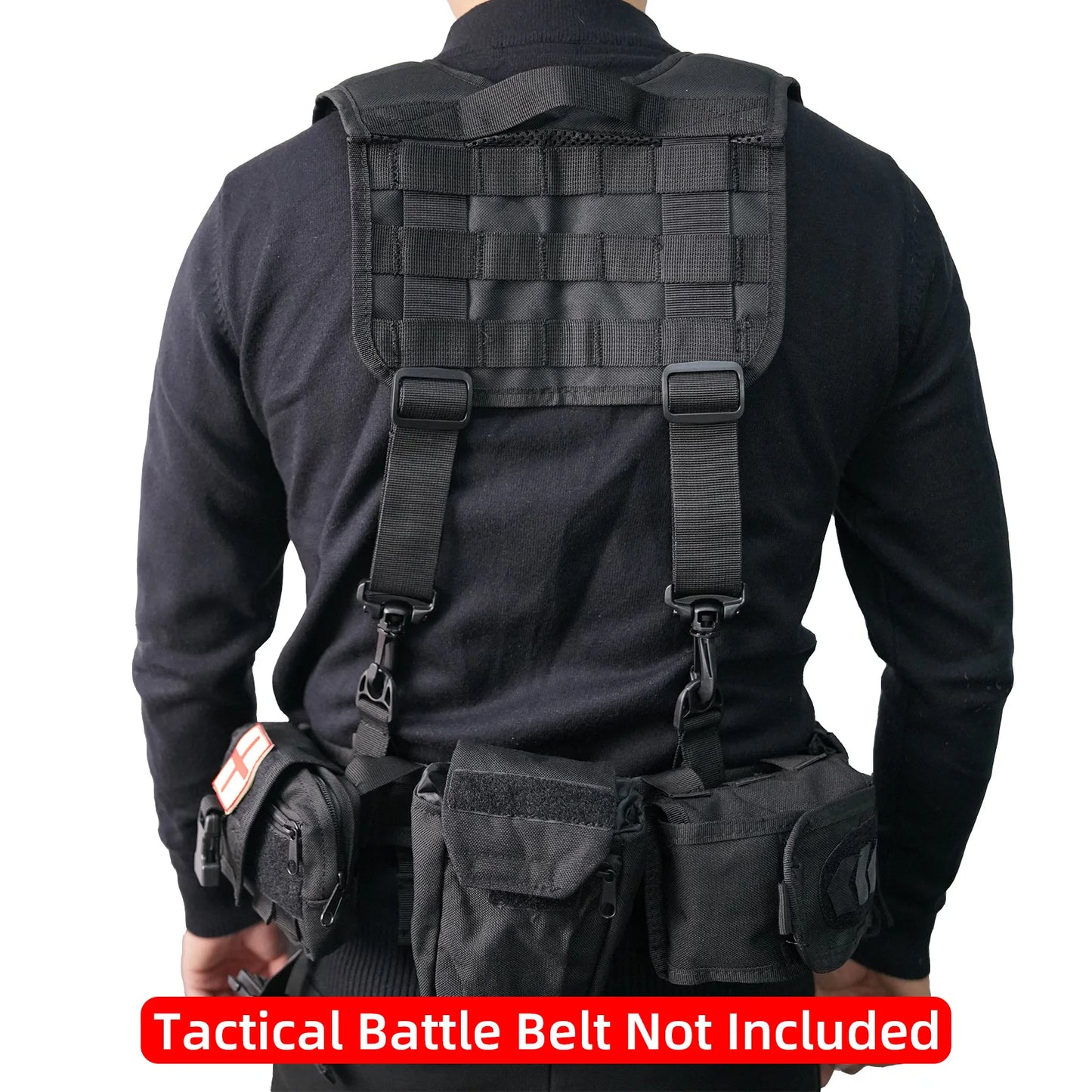 Tactical Police Suspenders — Adjustable Duty Belt Harness with 4 Tool Belt Loops for Law Enforcement
