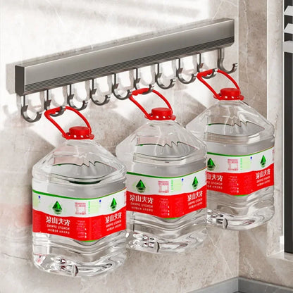 Wall Mounted Hooks Rack | Punch-Free Kitchen Utensils Storage Row Hook Holder | Multi-Purpose Bathroom Robe Towel Coat Hangers