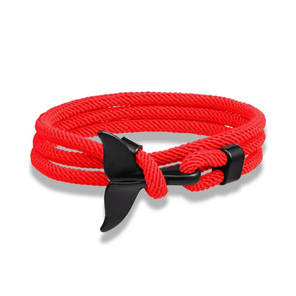 Whale Tail Anchor Bracelet - Adjustable Ocean Style Rope Couple Friendship Jewelry