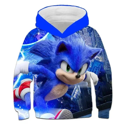 2024 Sonic 3D Kids Hoodie – Cartoon Print Long Sleeve Sweatshirt for Boys & Girls, Spring & Autumn Clothing