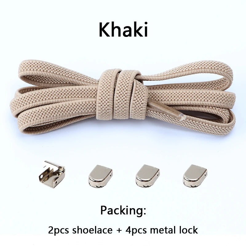 No-Tie Elastic Shoelaces – One Size Fits All Sneakers for Adults & Kids, Flat Tieless Shoestrings